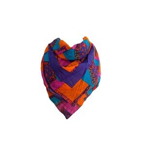 Honey Vintage 100% Cotton Multicolor Square Scarf Bohemian Hippie Festival